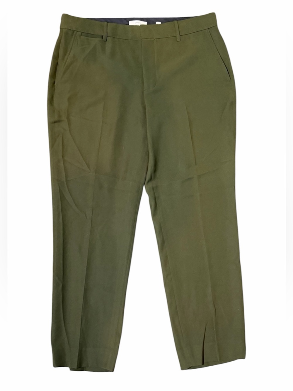 Vince Cropped Olive Tailored Dress Pants Pockets, Chic Contemporary US 14